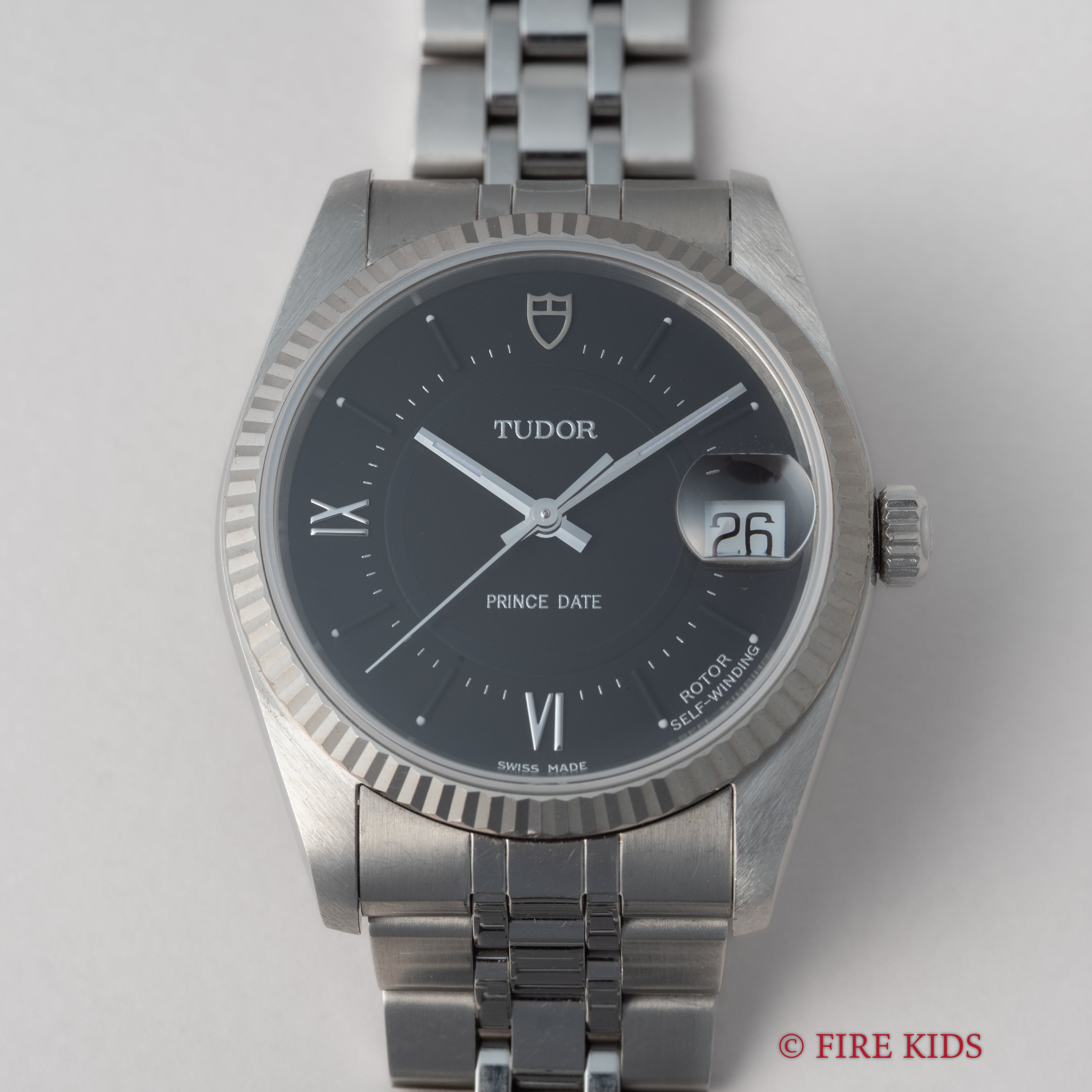 チューダー プリンスデイト 2002年製 Ref.74034 ブラックローマンダイヤル 自動巻 WGベゼル 純正ブレス