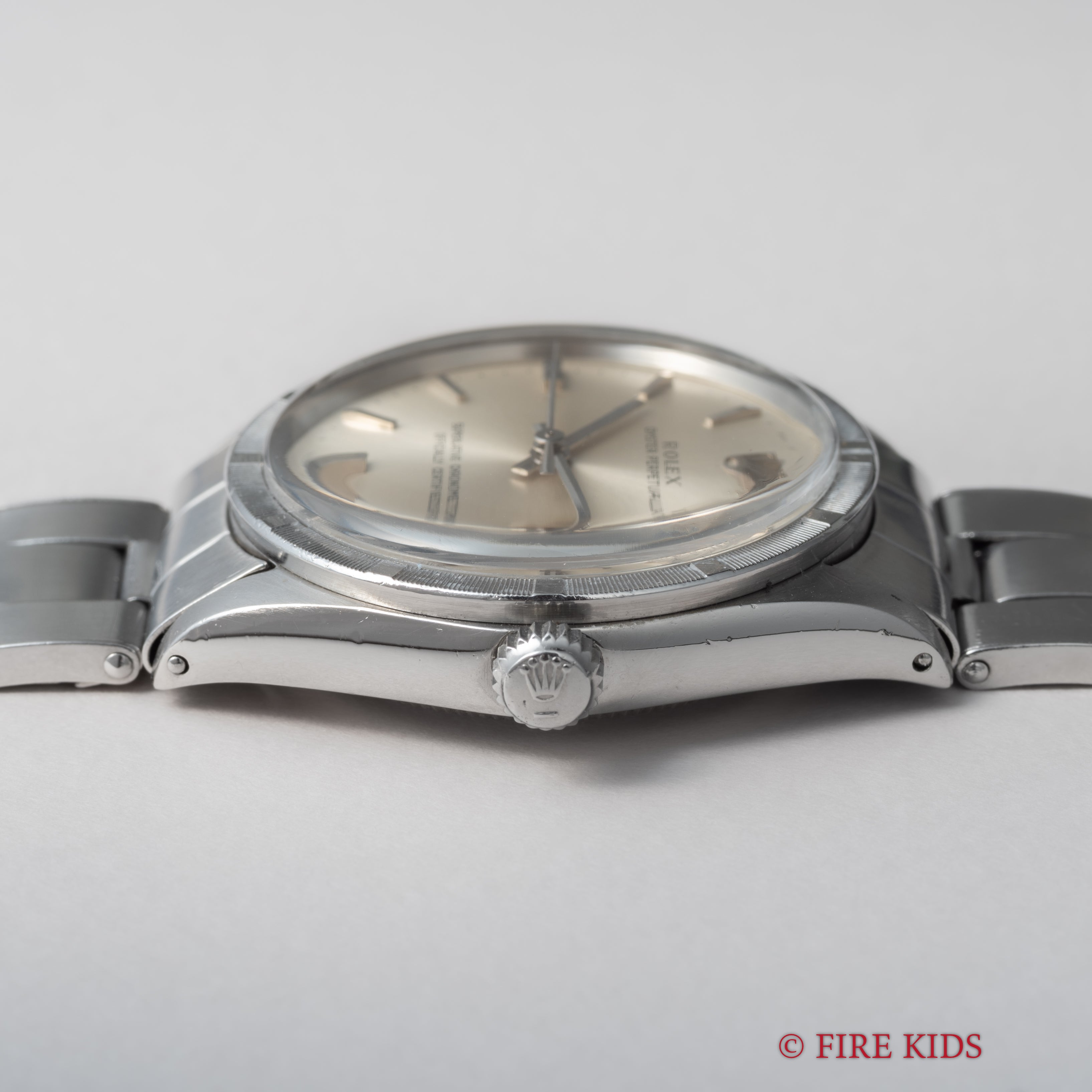 ロレックス オイスターパーペチュアル エンジンターンドベゼル 1967年製 Ref.1007 ノンデイト 純正リベットブレス