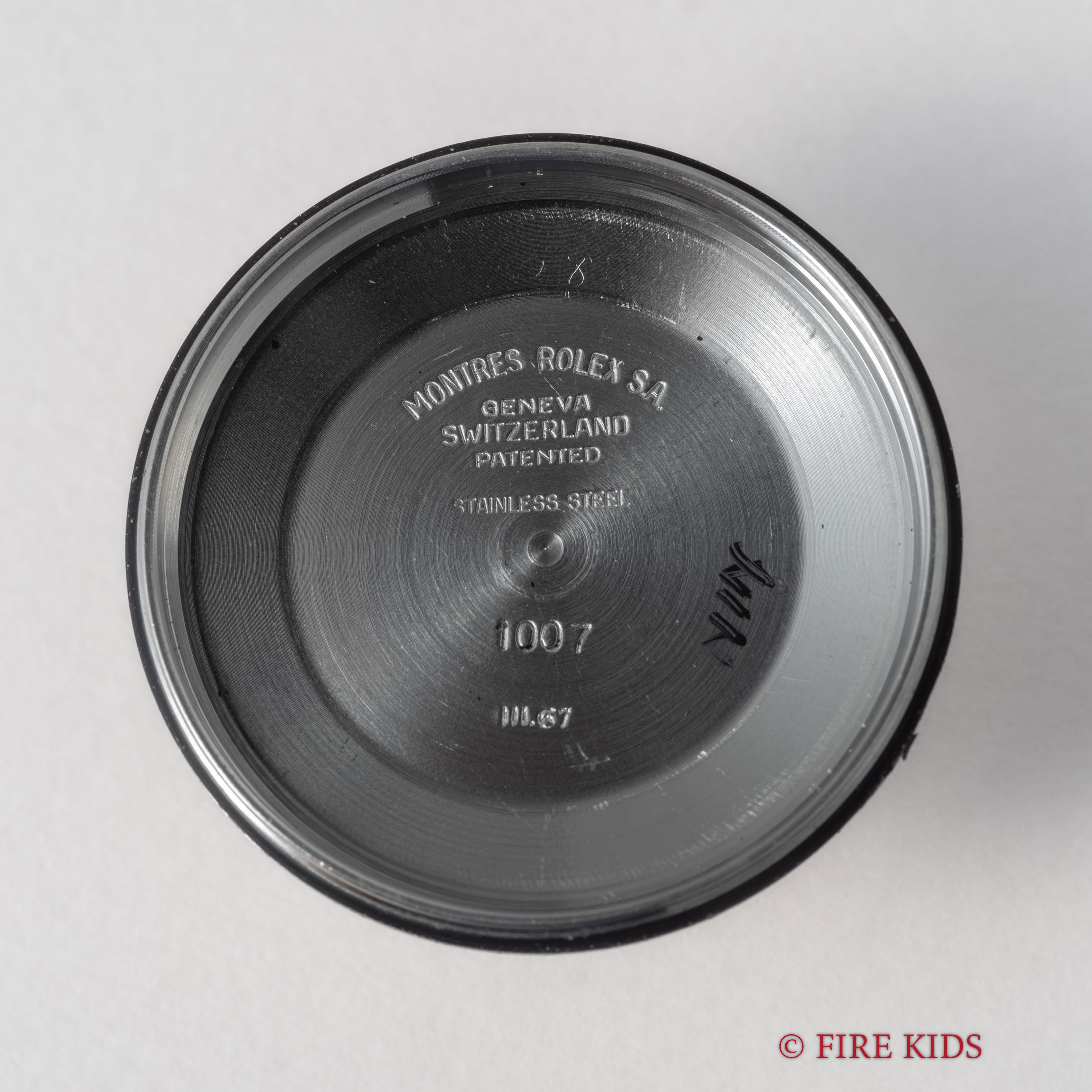 ロレックス オイスターパーペチュアル エンジンターンドベゼル 1967年製 Ref.1007 ノンデイト 純正リベットブレス