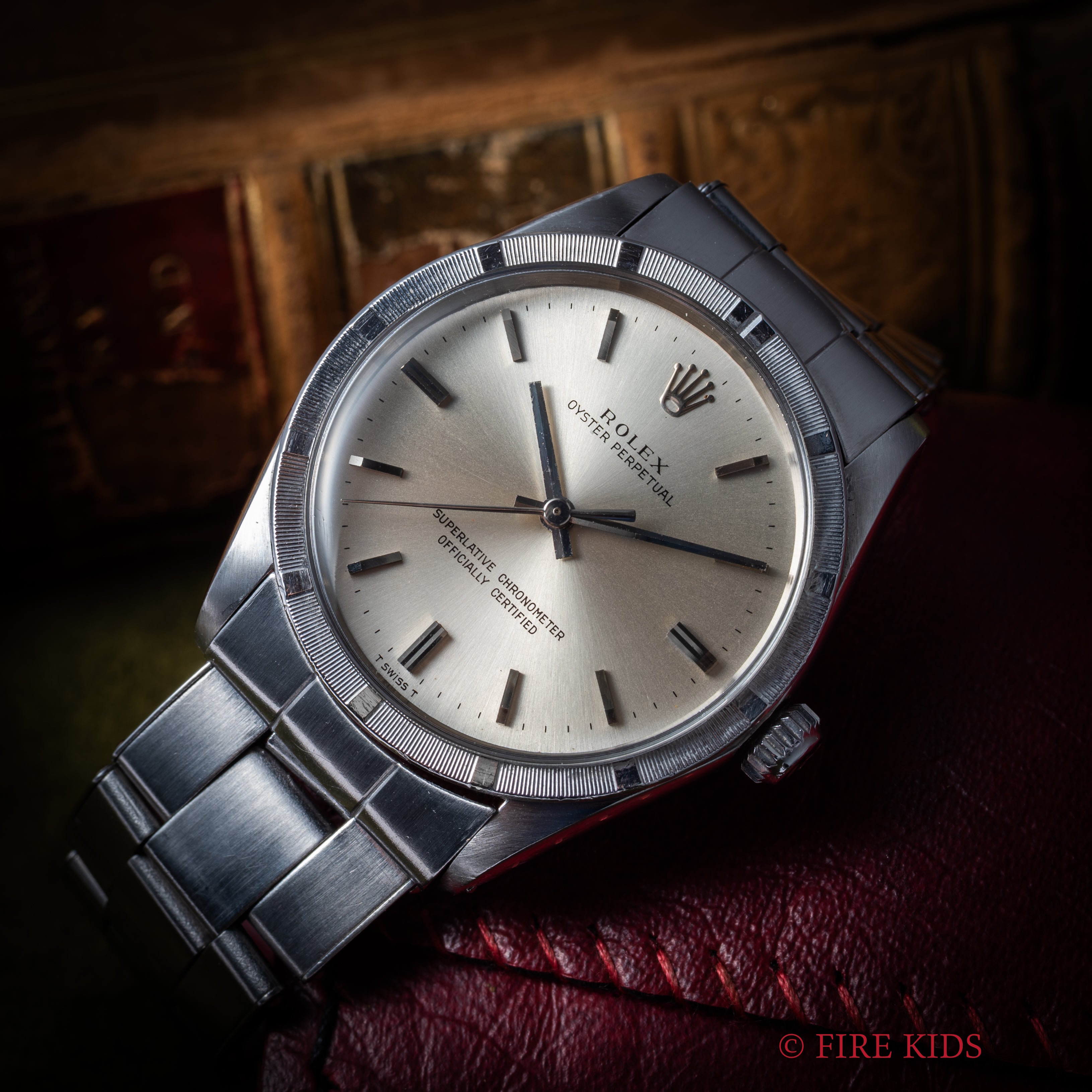 ロレックス オイスターパーペチュアル エンジンターンドベゼル 1967年製 Ref.1007 ノンデイト 純正リベットブレス