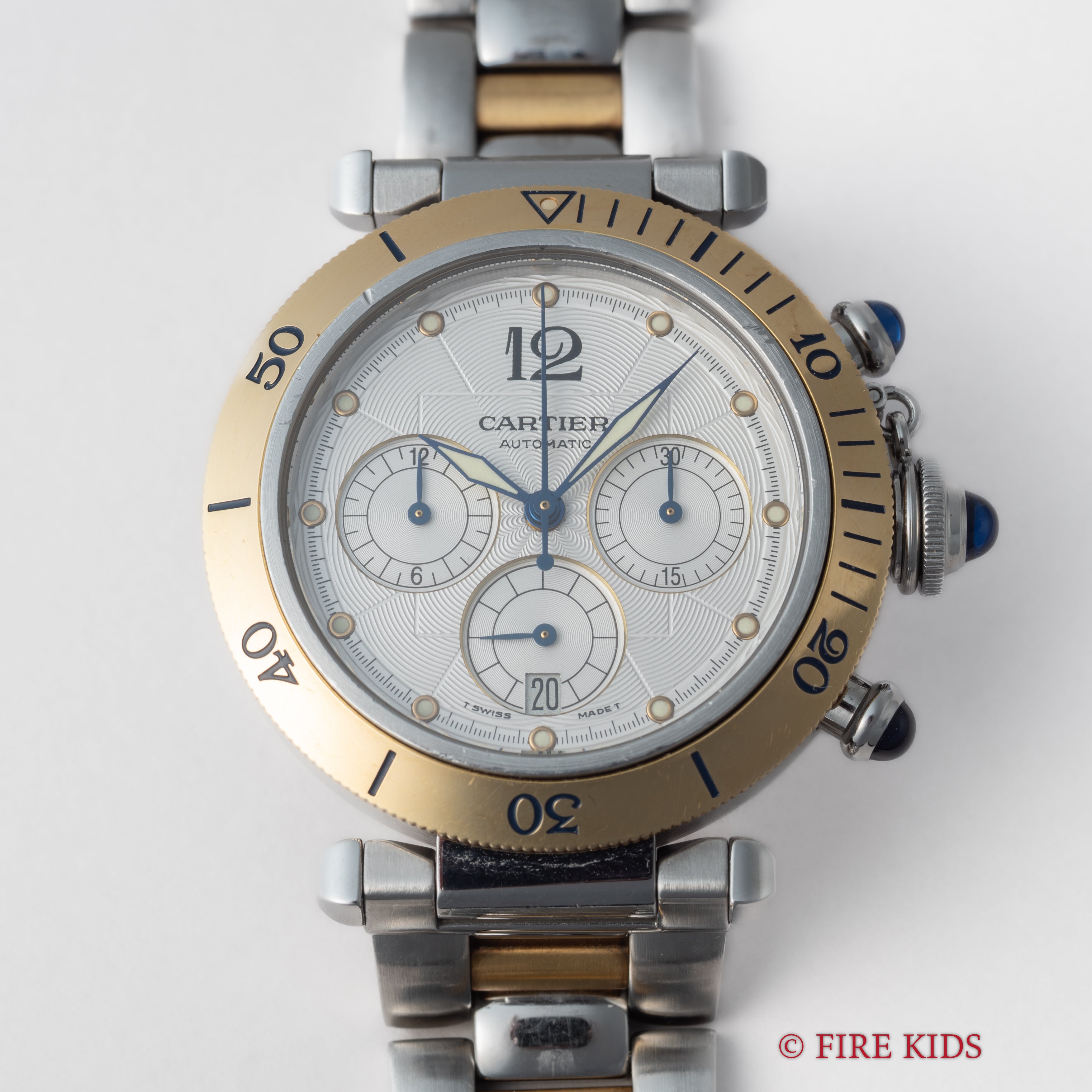 カルティエ パシャ クロノグラフ コンビ 裏スケ Ref.2113 2000年発行ギャラ付き 1990年代製