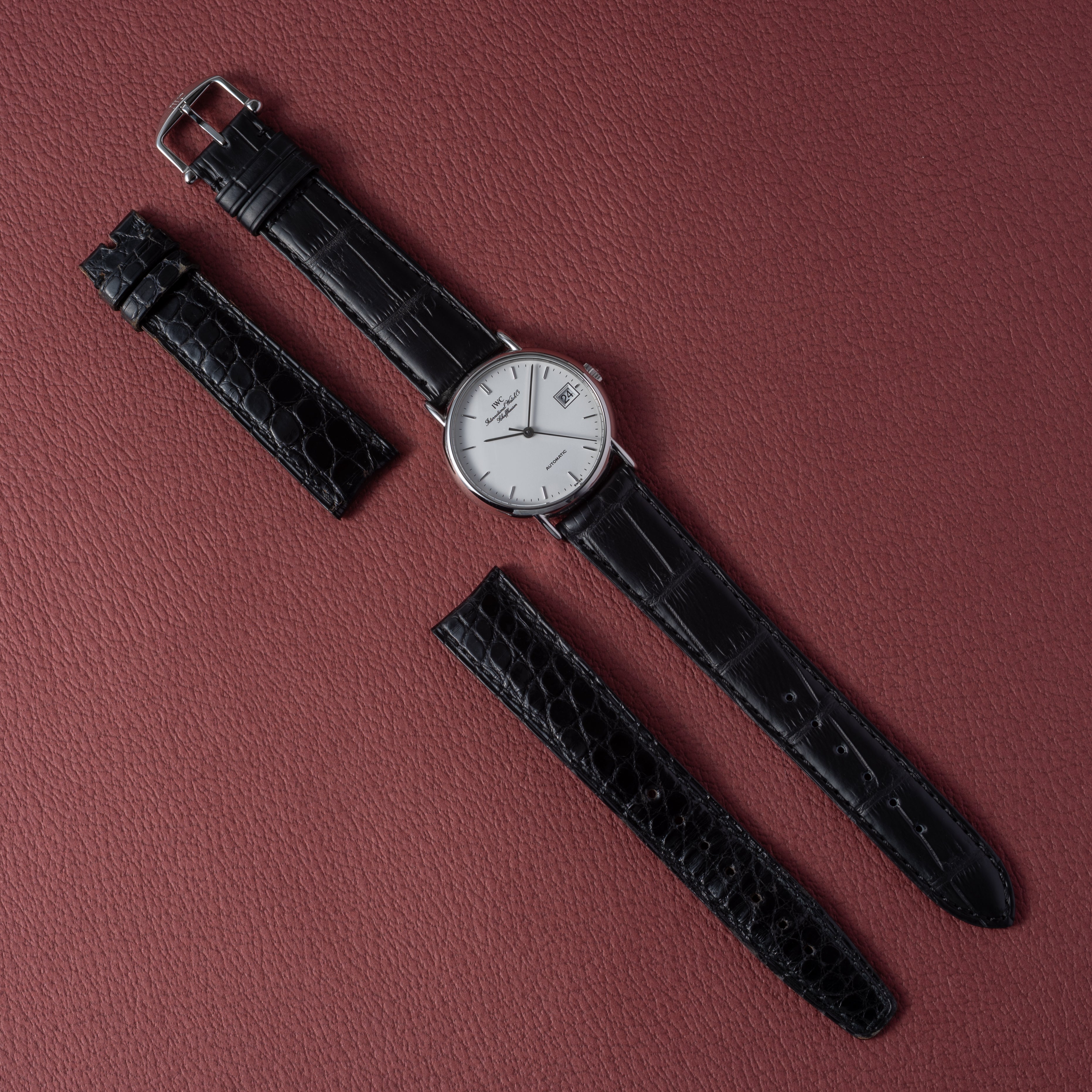 IWC ポートフィノ 2000年製 自動巻 ホワイトエナメルダイヤル 純正尾錠付き 純正革ベルト