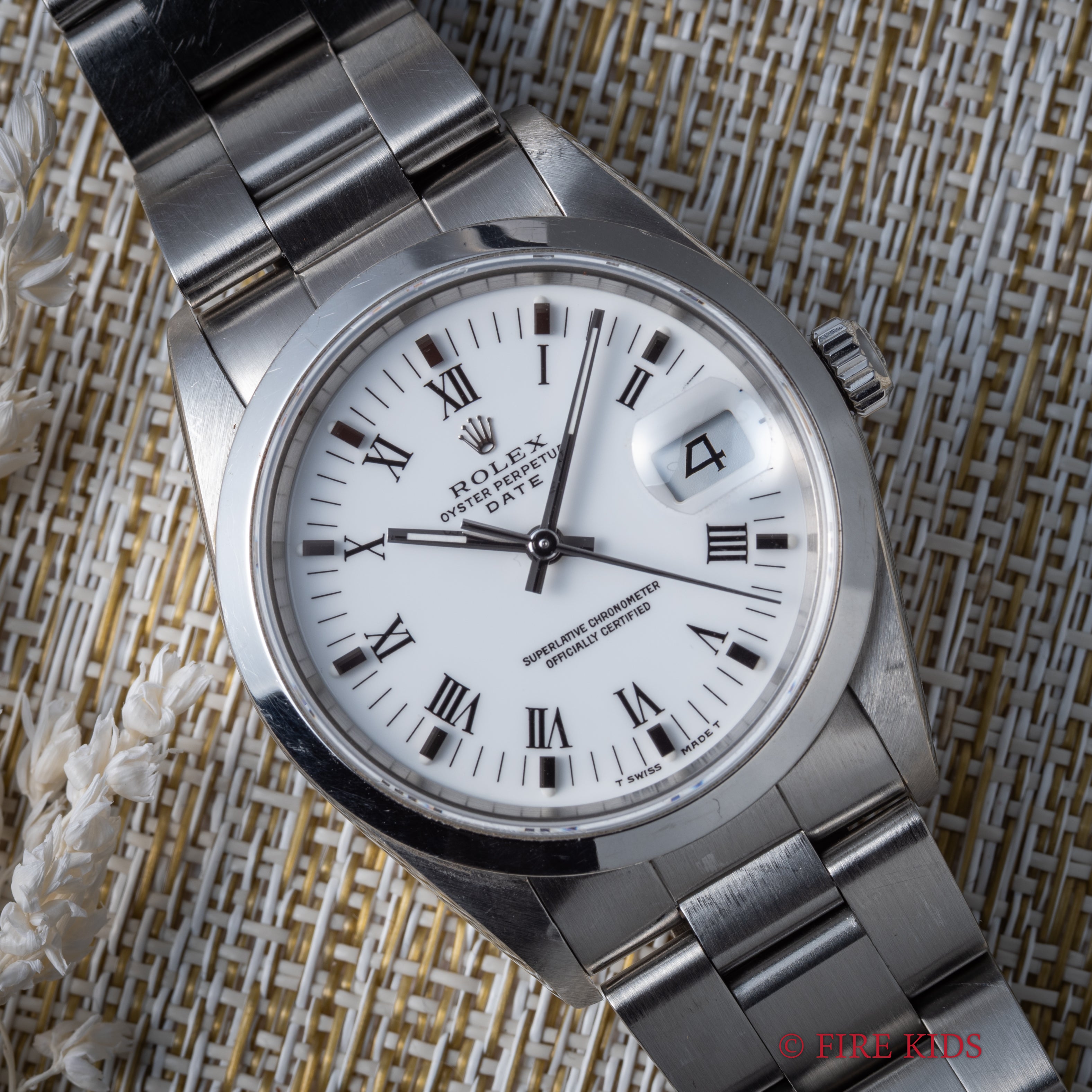 ロレックス 1989~1990年製 ホワイトローマンダイヤル オイスターパーペチュアルデイト Ref.15200 ギャラ、タグ付き