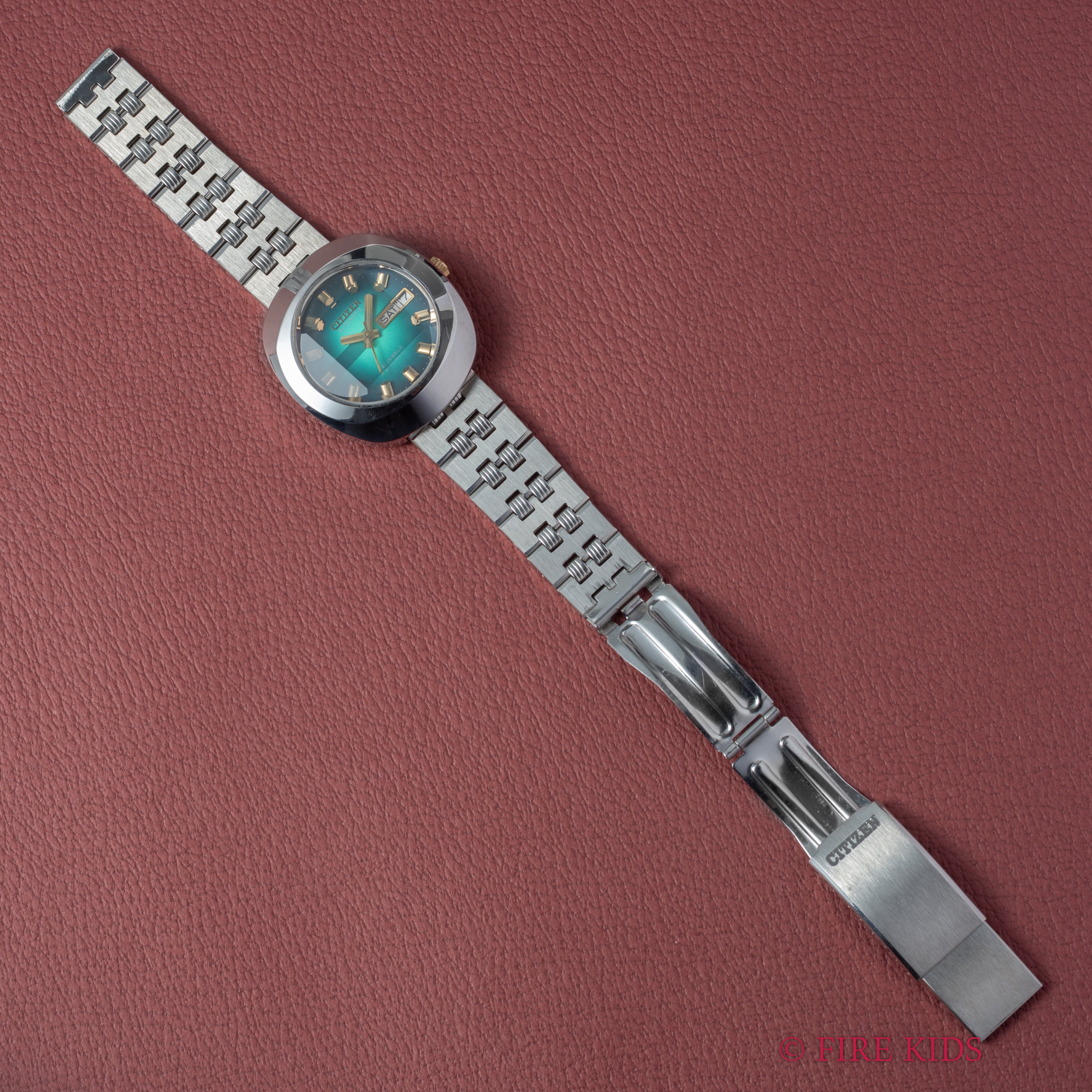 シチズン 1973年製 グリーングラデーション Ref.4-651961Y 未使用美品 カットガラス 自動巻 純正ブレス