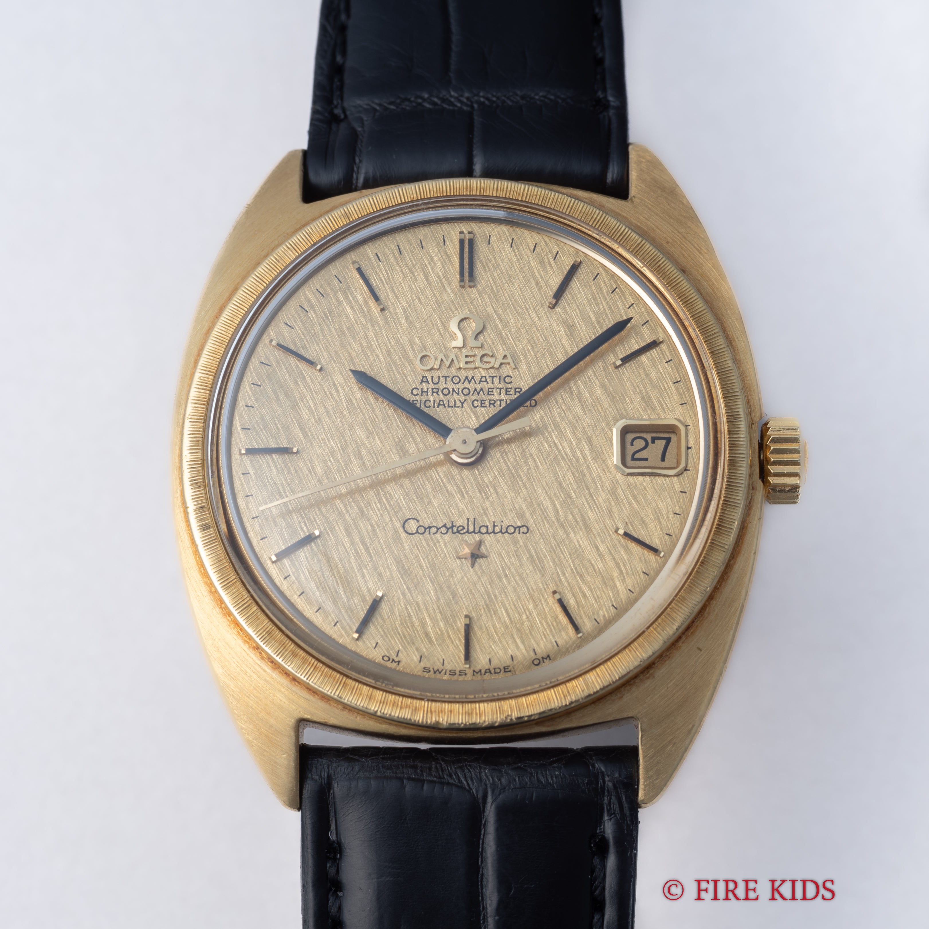 オメガ コンステレーション Cライン 1969年製 18金無垢イエローゴールド リネンダイヤル ジェンタデザイン