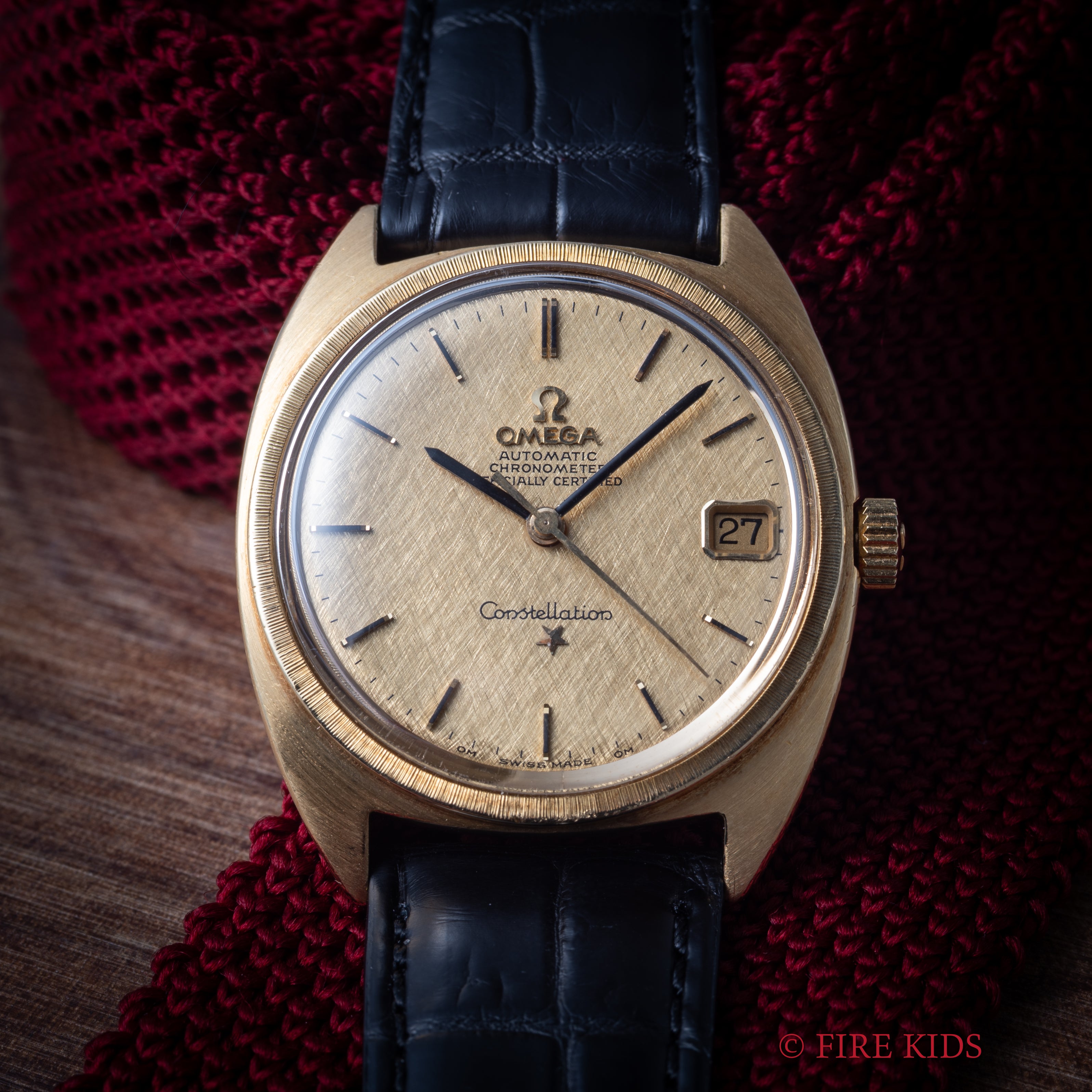 オメガ コンステレーション Cライン 1969年製 18金無垢イエローゴールド リネンダイヤル ジェンタデザイン