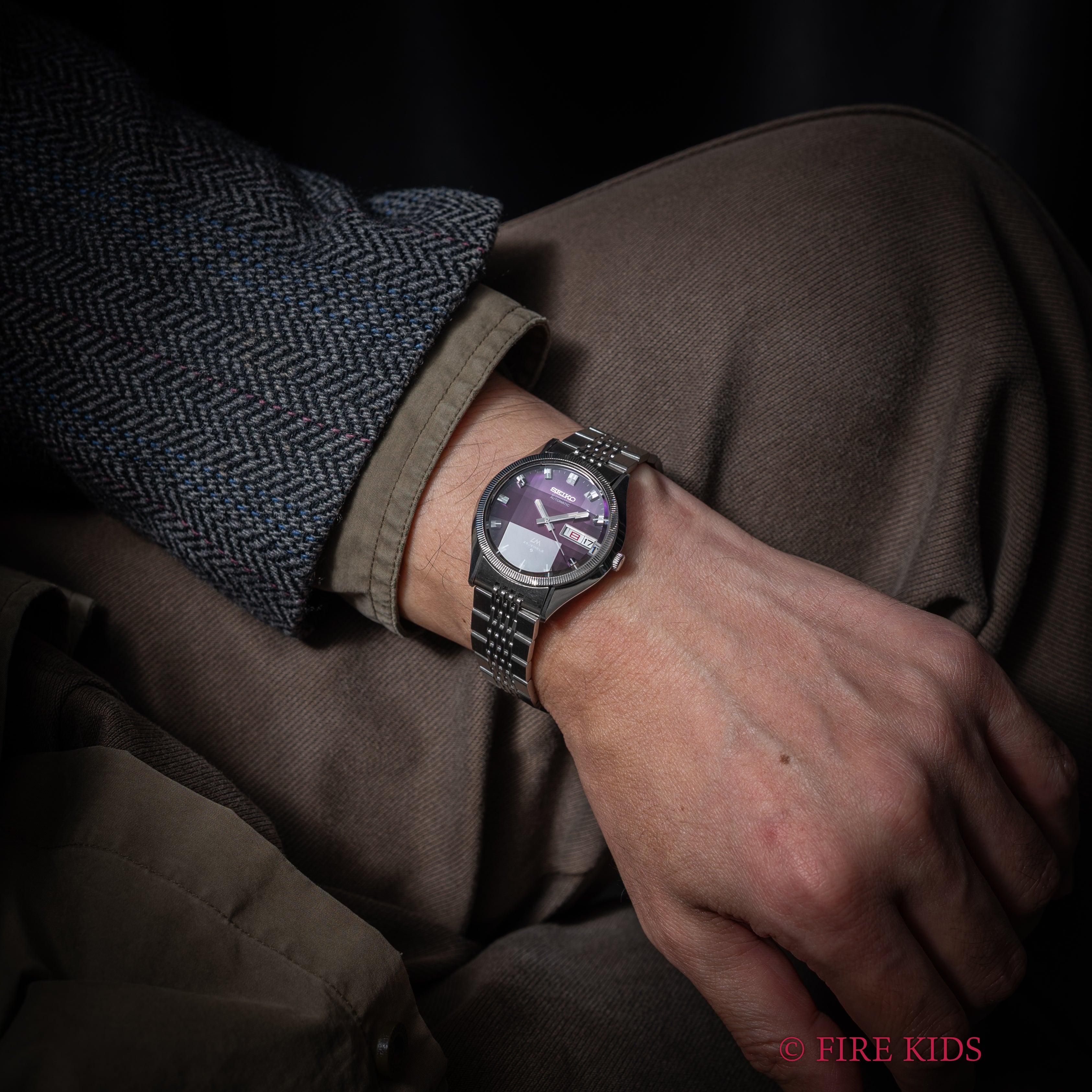 セイコー ロードマチック Ref.5606-7330 1974年製 カットガラス パープルダイヤル 純正ブレス