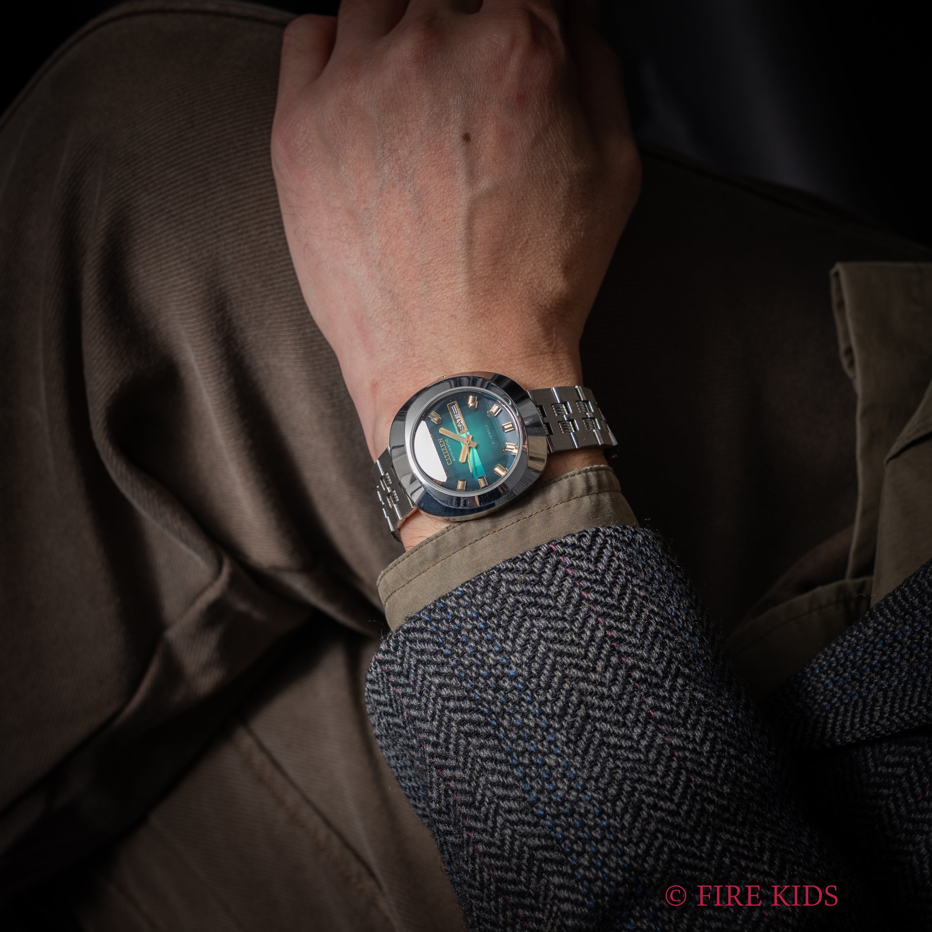 シチズン 1973年製 グリーングラデーション Ref.4-651961Y 未使用美品 カットガラス 自動巻 純正ブレス