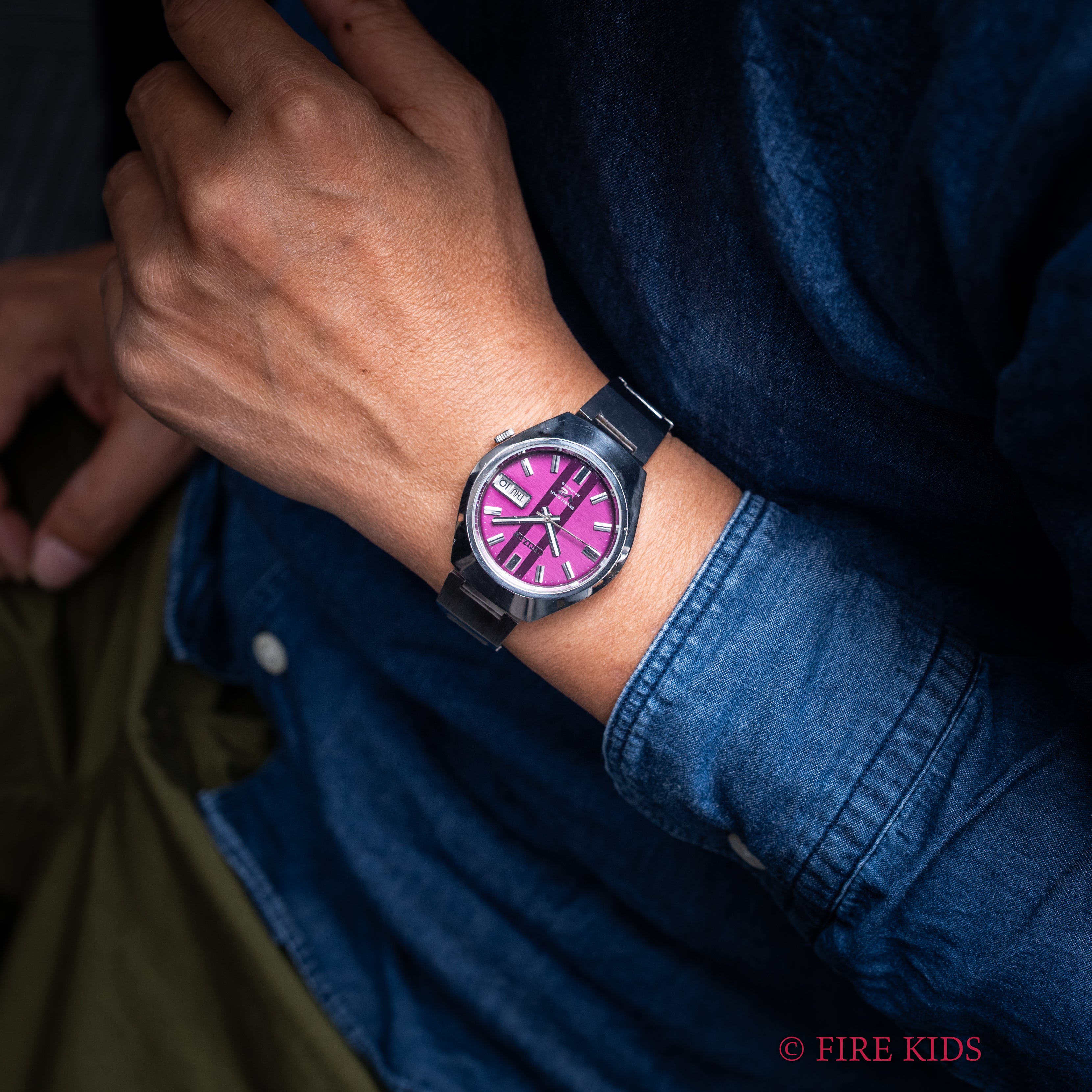 シチズンセブンスター V2 パープルダイヤル 1973年製 デイデイト自動巻 純正ブレス付き