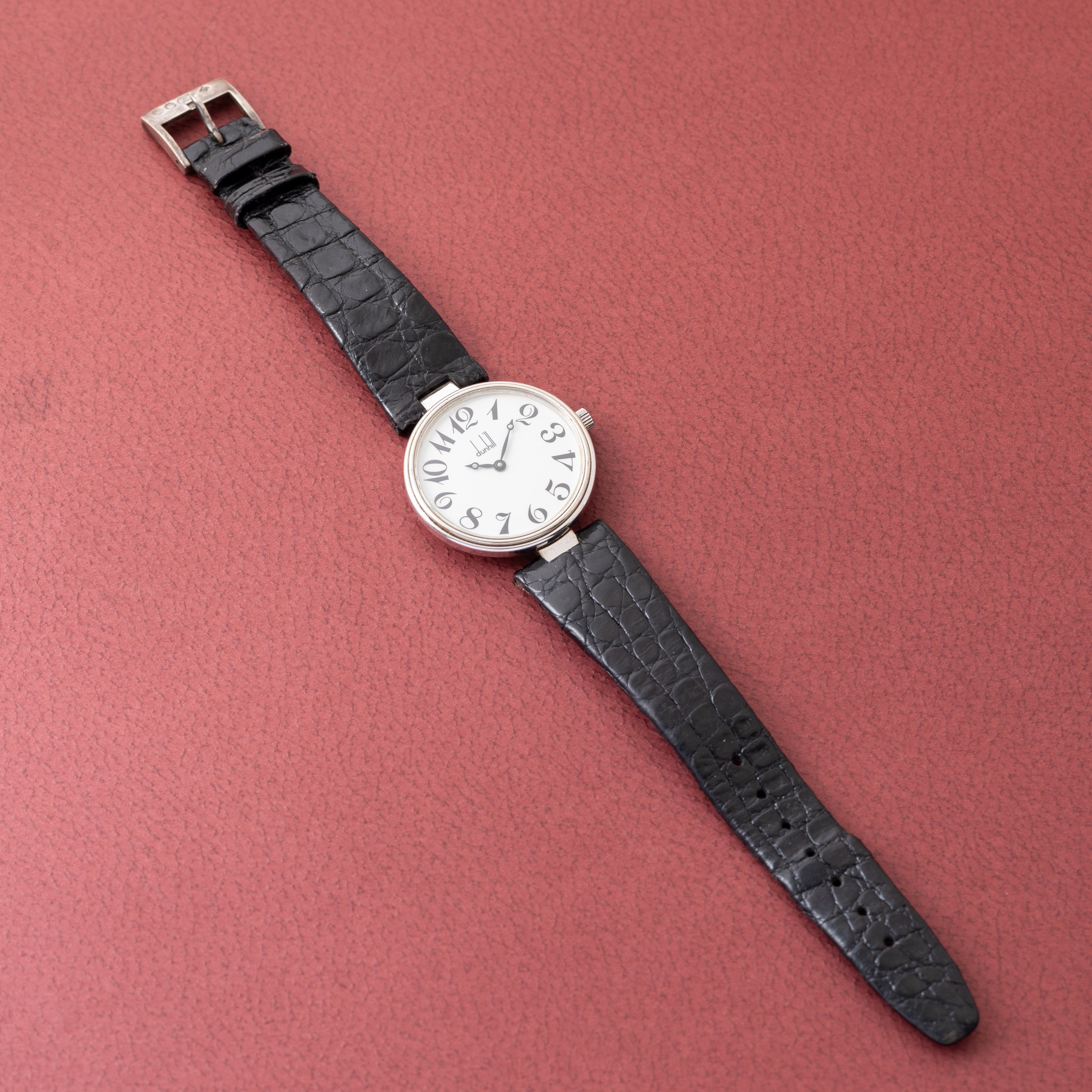 ダンヒル 銀無垢ラウンドケース 手巻きクロノメーター 1980年代製 アラビアダイヤル