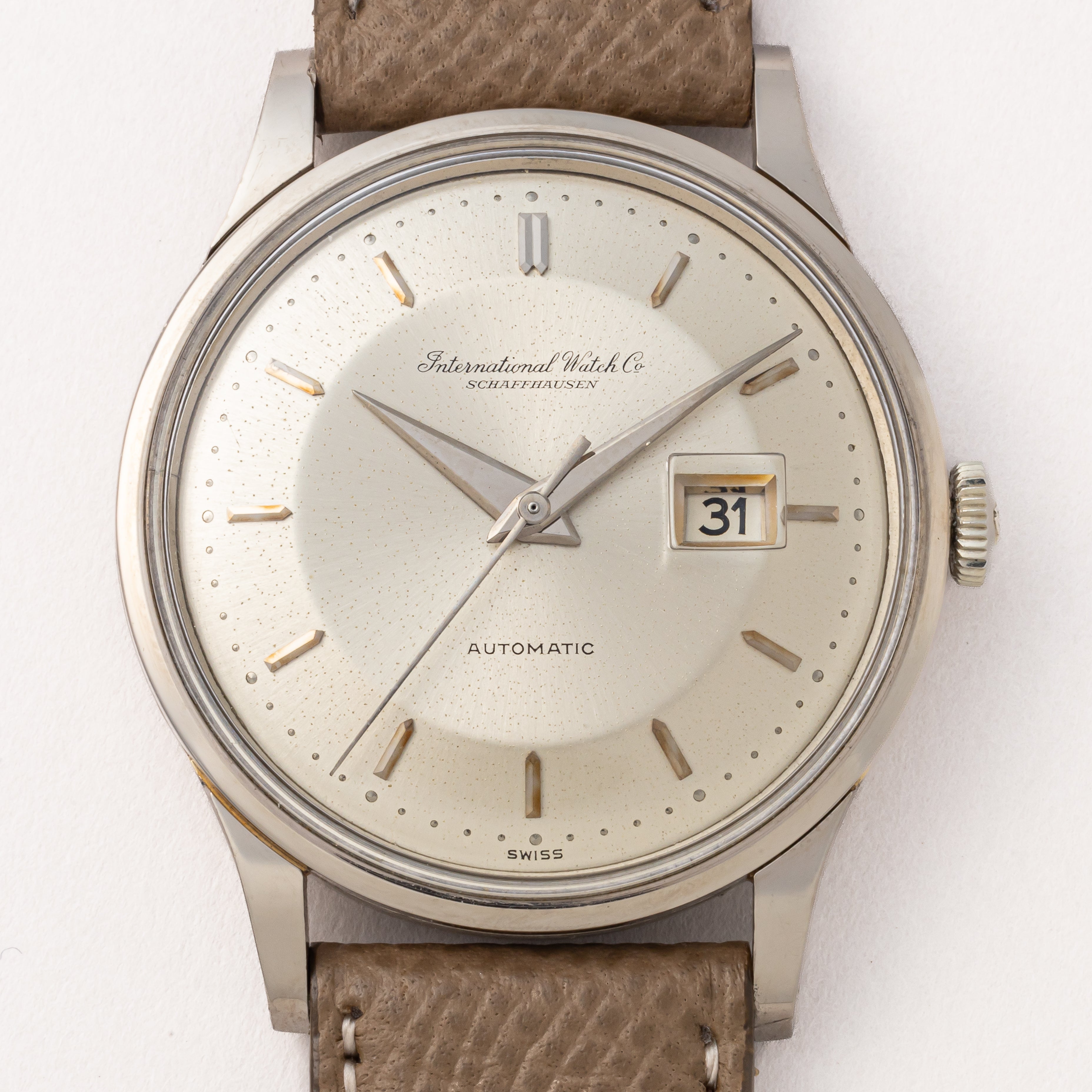 IWC 18金無垢ホワイトゴールドケース 1961年製 寄り目 ペラトン式Cal.8531 お魚リューズ