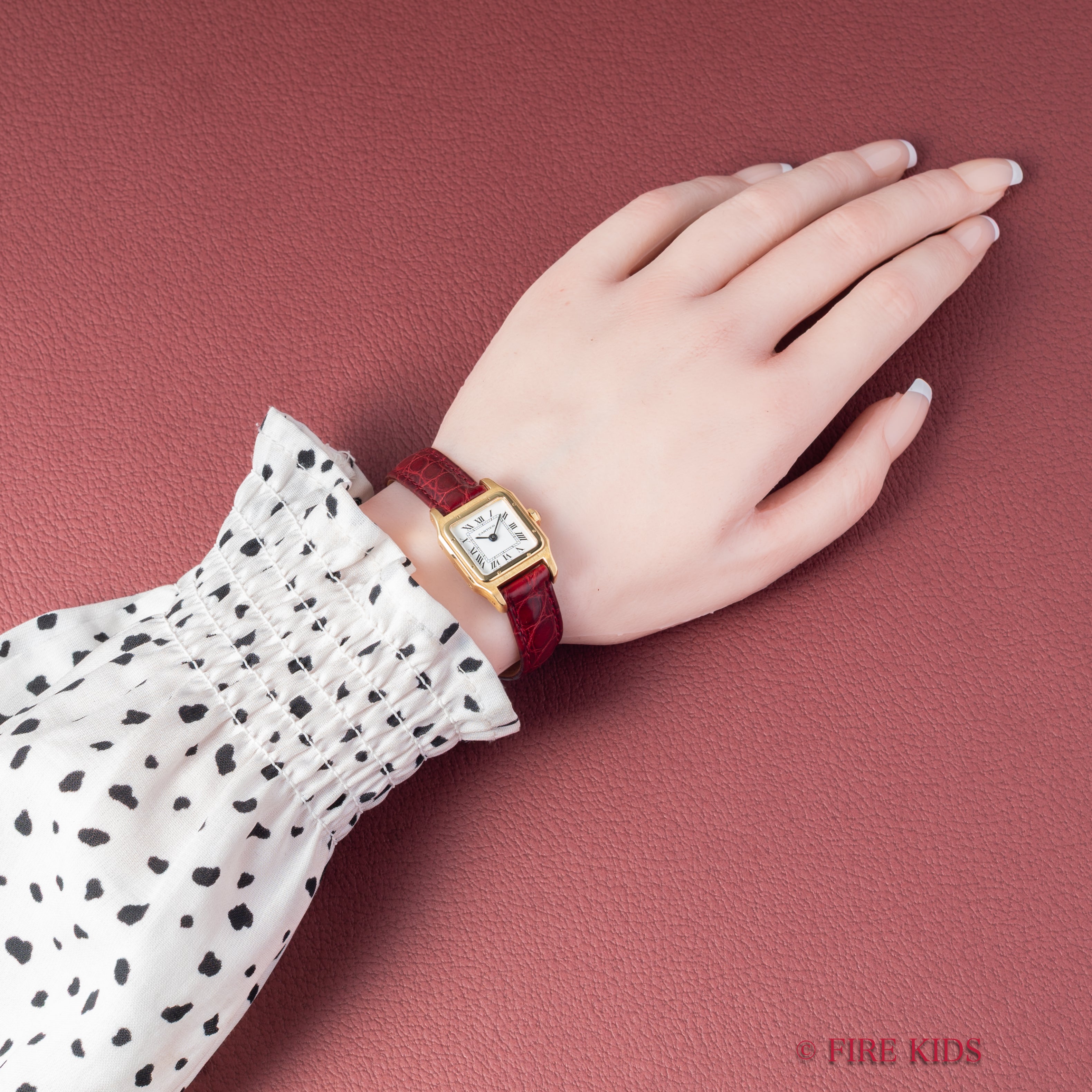 カルティエ 18金無垢サントスデュモン SMサイズ 手巻 PARISダイヤル 18金無垢イエローゴールド純正Dバックル付き