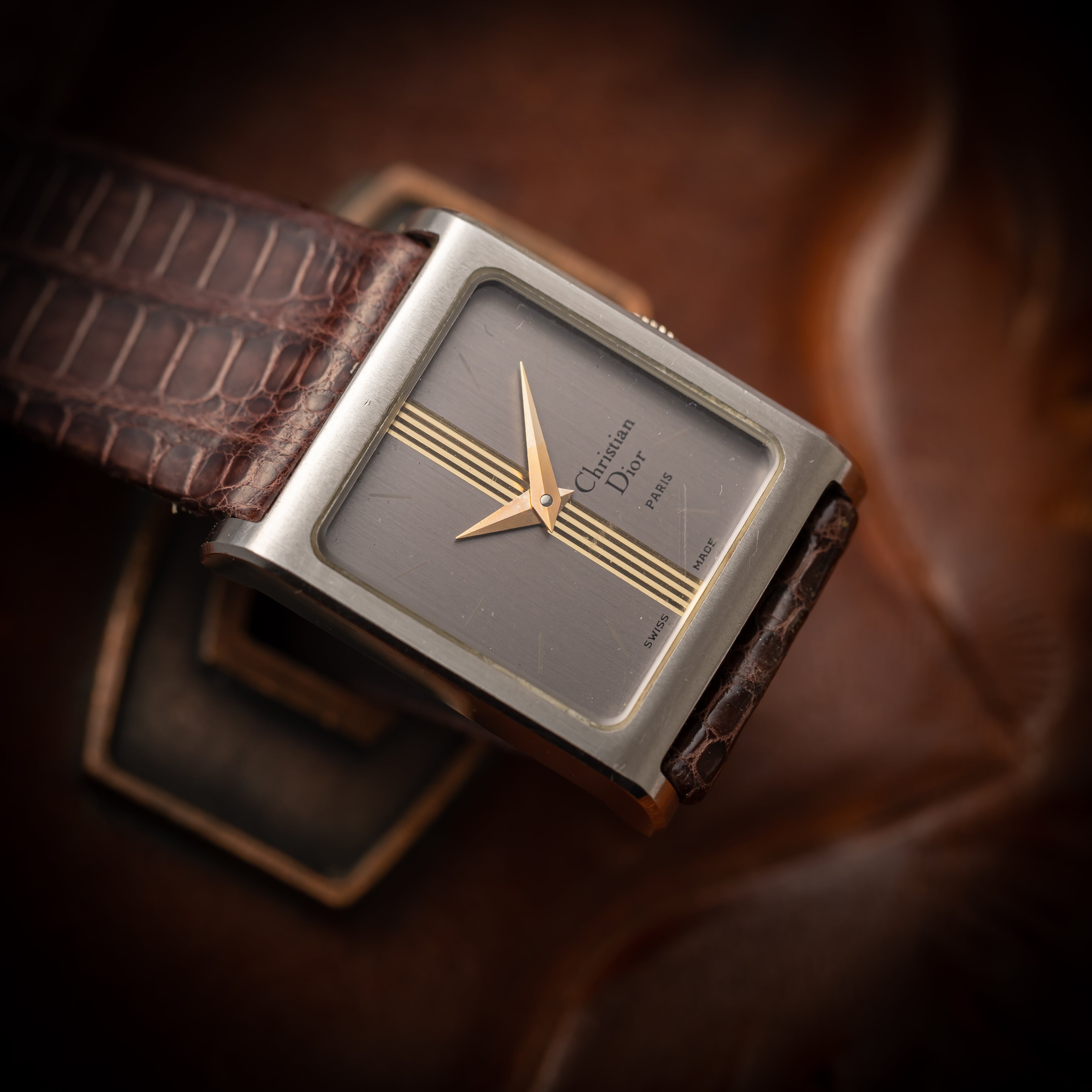 クリスチャンディオール レディース スクエア グレーダイヤル 1980年代