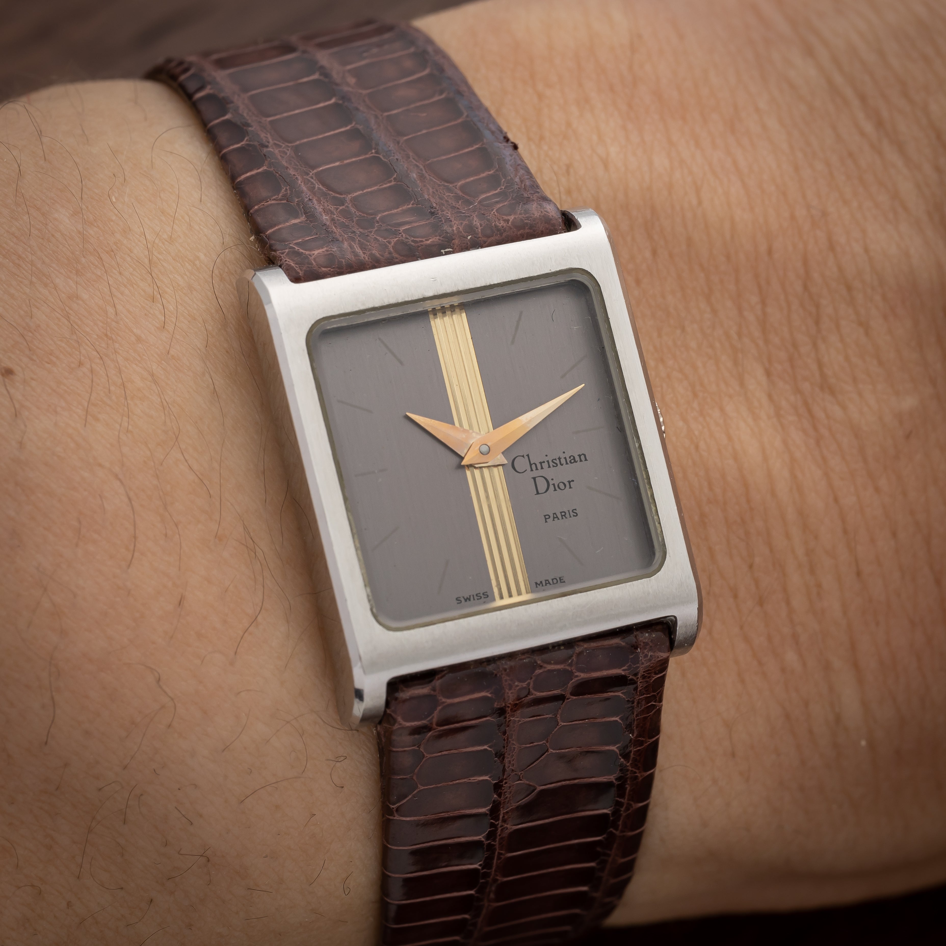 クリスチャンディオール レディース スクエア グレーダイヤル 1980年代